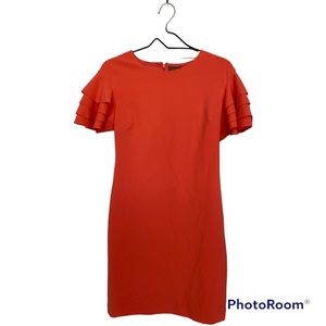 Vince Camuto Round Neck Ruffle Sleeve Sheath Dress